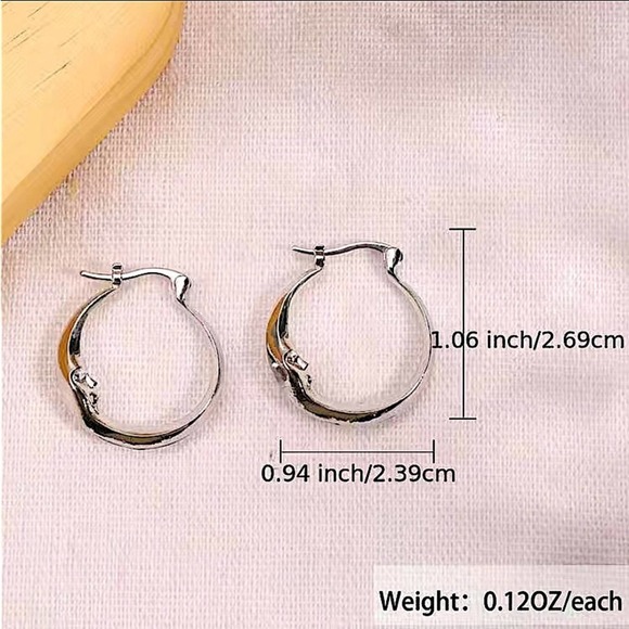 Silver Moon Hoop Minimalist Earrings Earrings - Picture 7 of 7